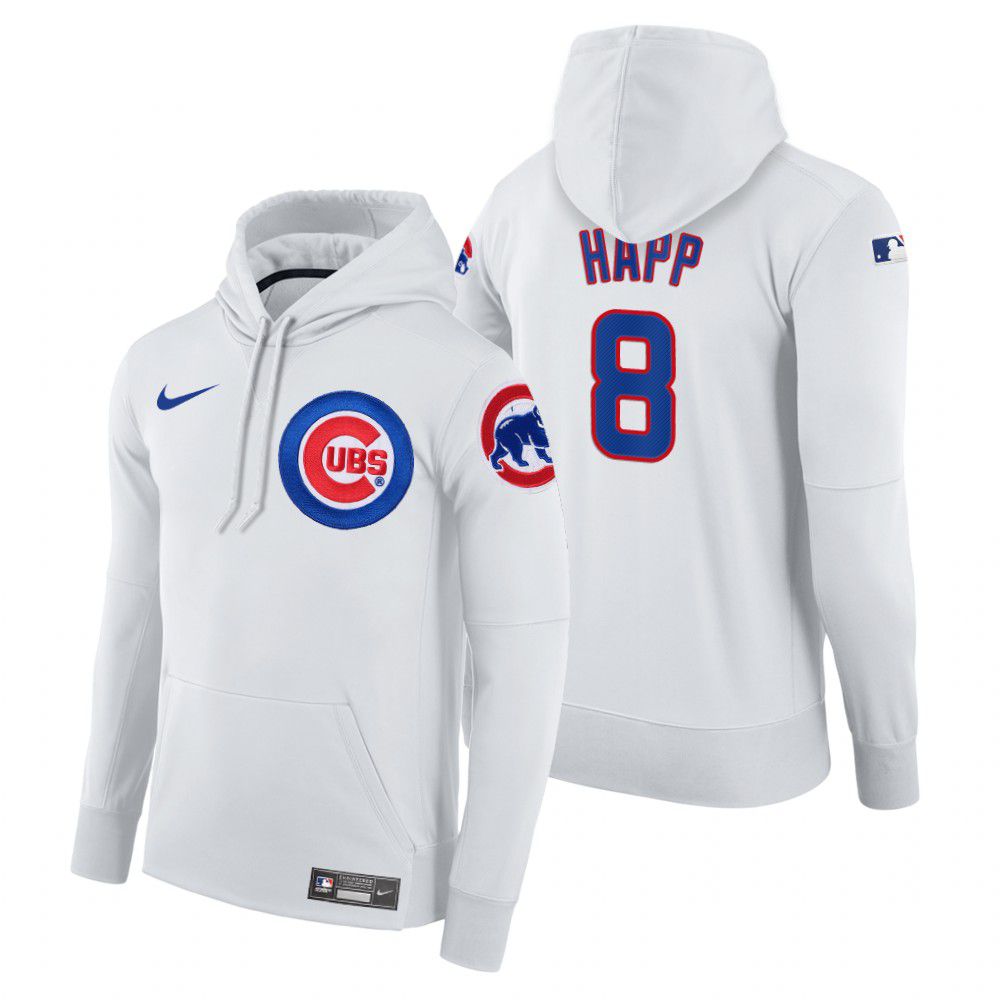 Men Chicago Cubs #8 Happ white home hoodie 2021 MLB Nike Jerseys